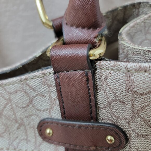 Calvin Klein Logo Jacquard Tote Bag • Brown • Gold Hardware - Picture 6 of 16